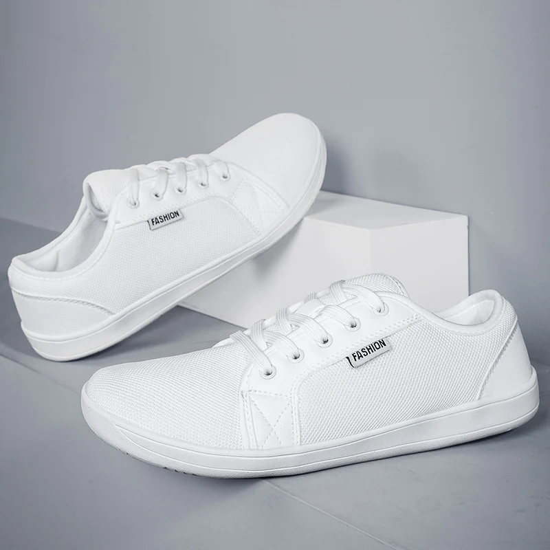 Mode Weiße Barfuß Turnschuhe Für Männer Frauen Breite Kappe männer Wanderschuhe Atmungsaktives Mesh Casual Sport Schuhe Große Größe 37-47 Image