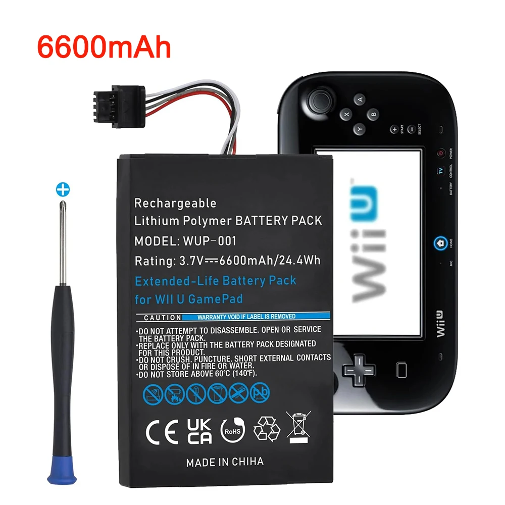 DuraPro 6600 mAh Wii U Gamepad Akku für Nintendo Wii U Controller WUP-010 WUP-012 Ersatzakku Zubehör Image