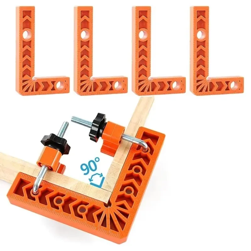 4 Stück rechtwinkliger Linealhalter aus Kunststoff 90 ° Hilfspositionierungswerkzeug, Überline-L-förmiger Abstandshalter, Greifer mit festem Winkel, Holzbearbeitungswerkzeug Image