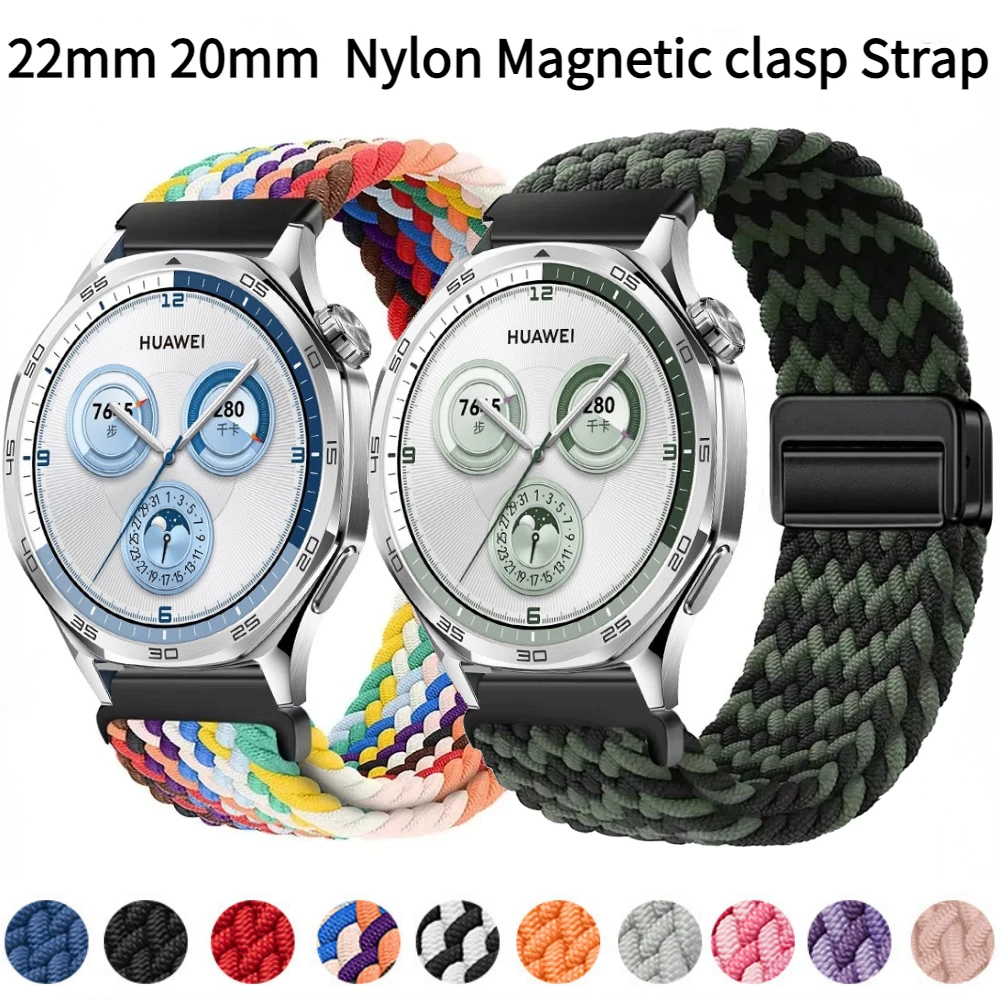 22 mm Magnetverschluss Nylonarmband für Huawei Watch GT5/4/GT5 Pro 46 mm atmungsaktives Armband für 20 mm Samsung Galaxy Watch 7 6 5 Band Image