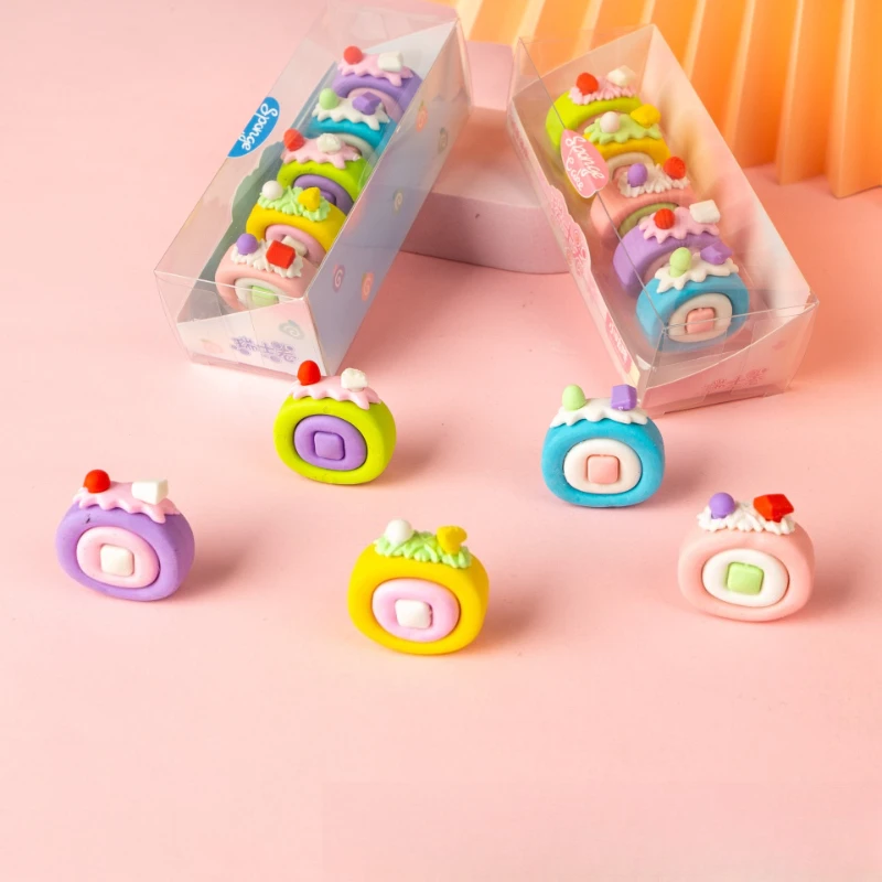Büro-Schulbedarf, neueste kleine Gudong-Cartoon, niedliche Simulation, Schweizer Rolle, Kuchen, Radiergummi, Geschenk, Geschenk, Schreibwaren, Kawai Image
