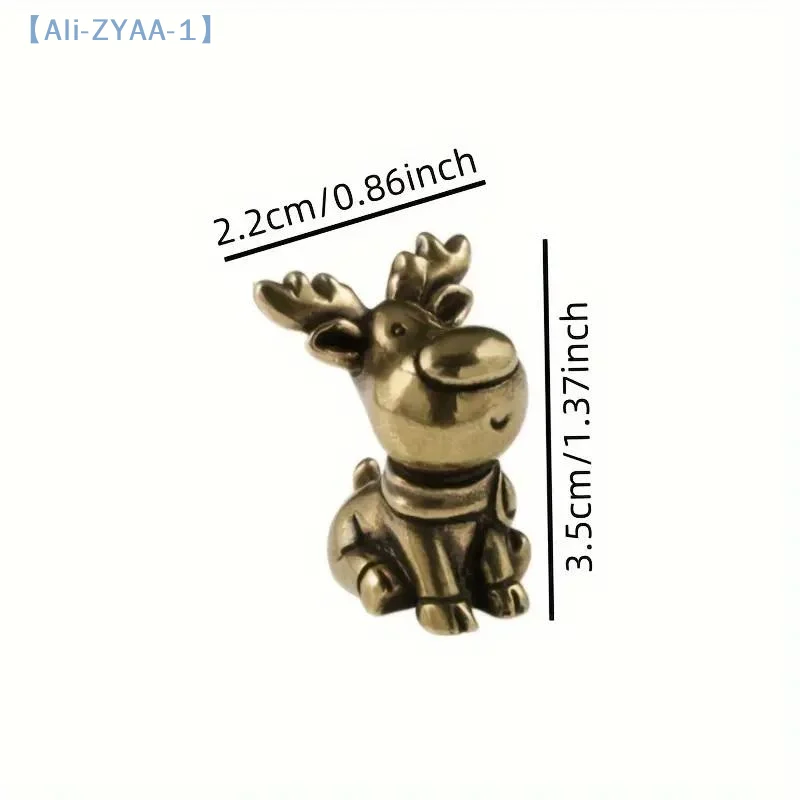 【ZYAA-1】Handgefertigte Messing-Elchfigur, Kupfer-Metallornamente mit Geweih-Detail, Weihnachts-Elch-Dekoration, Heim-Schreibtischdekoration Image