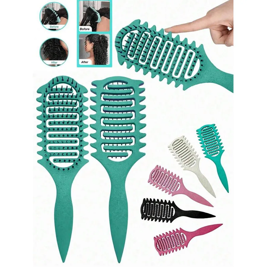 Locken-Definierbürste mit Hohlraumdesign, Entwirrbürste für nasses, lockiges Haar, Formgebende Lockenbürste, Friseurwerkzeug Image