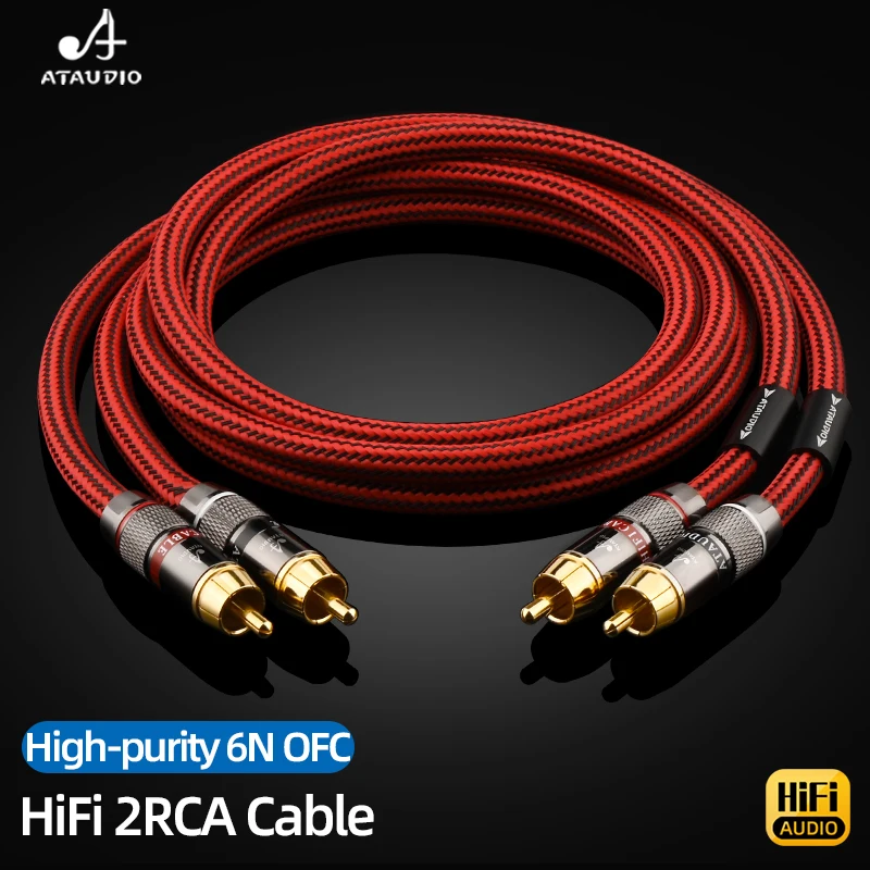 HIFI RCA Audio Kabel 6N OFC Stecker auf Stecker Hochleistungs-2RCA auf 2RCA Verbindungskabel für Verstärker TV DAC Image