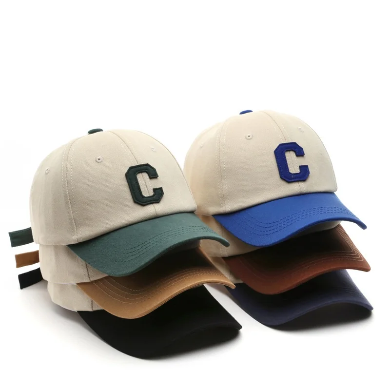 Berretto da baseball in cotone unisex per donna e uomo Cappello snapback casual Cappello con toppa lettera C moda Visiere parasole estive