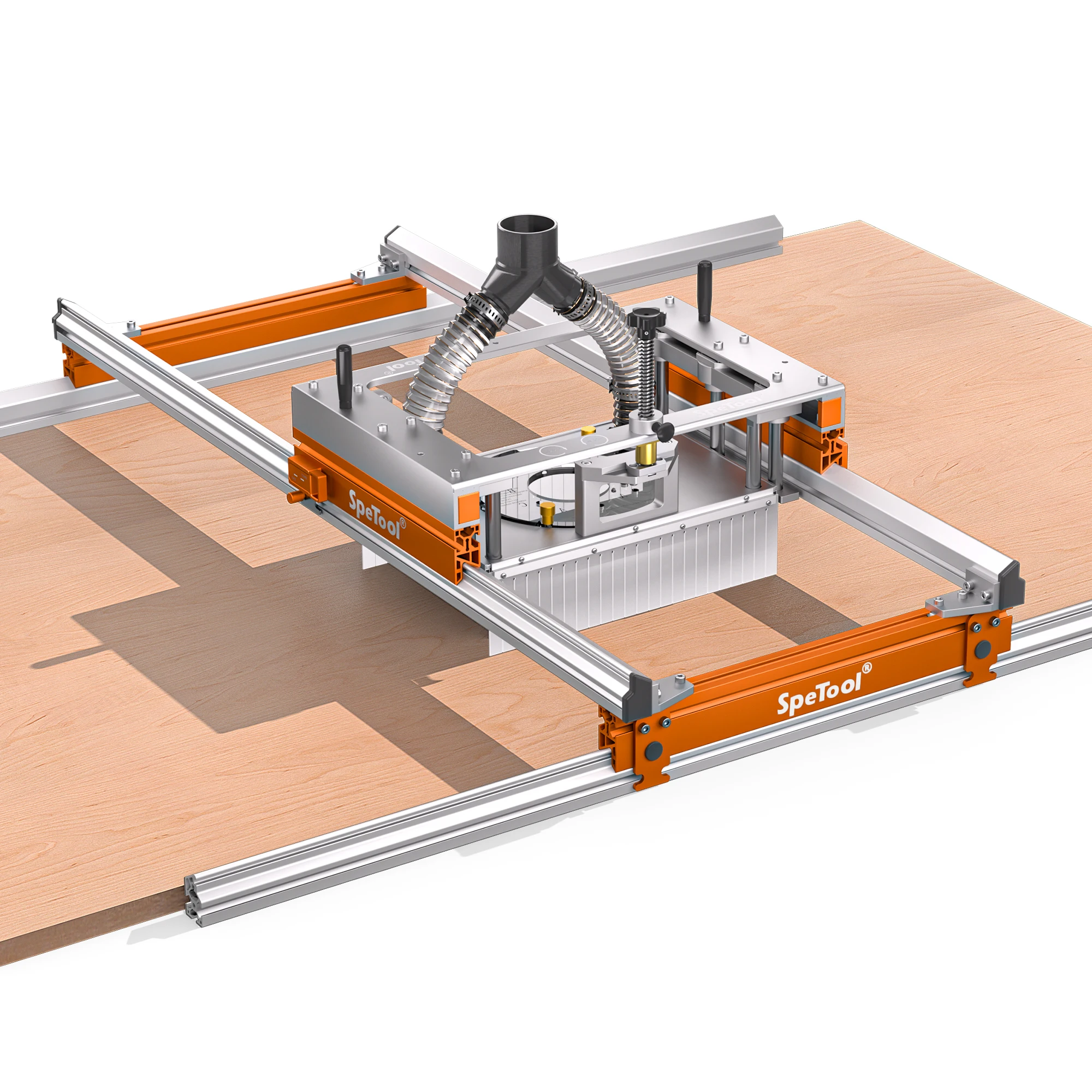 SpeTool Xpert Planfräsgerät, freie Höhenverstellung, 78 x 97 cm Kapazität, Planmühle aus Aluminiumlegierung mit Staubabsaugung Image