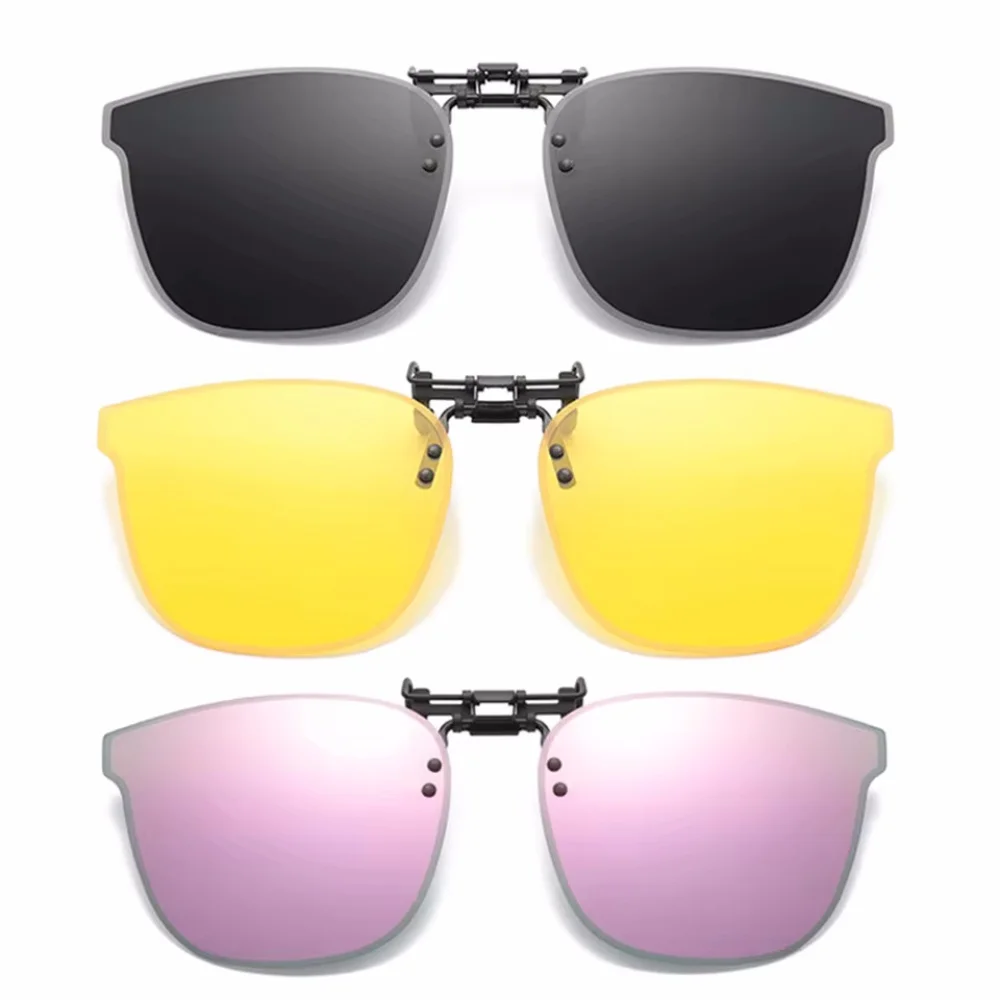 Männer Flip Up Clip auf Sonnenbrille Polarisierte Anti Glare Frauen Große Fahren UV400 Spiegel Sonnenbrille mit Clips für Brillengestell Image