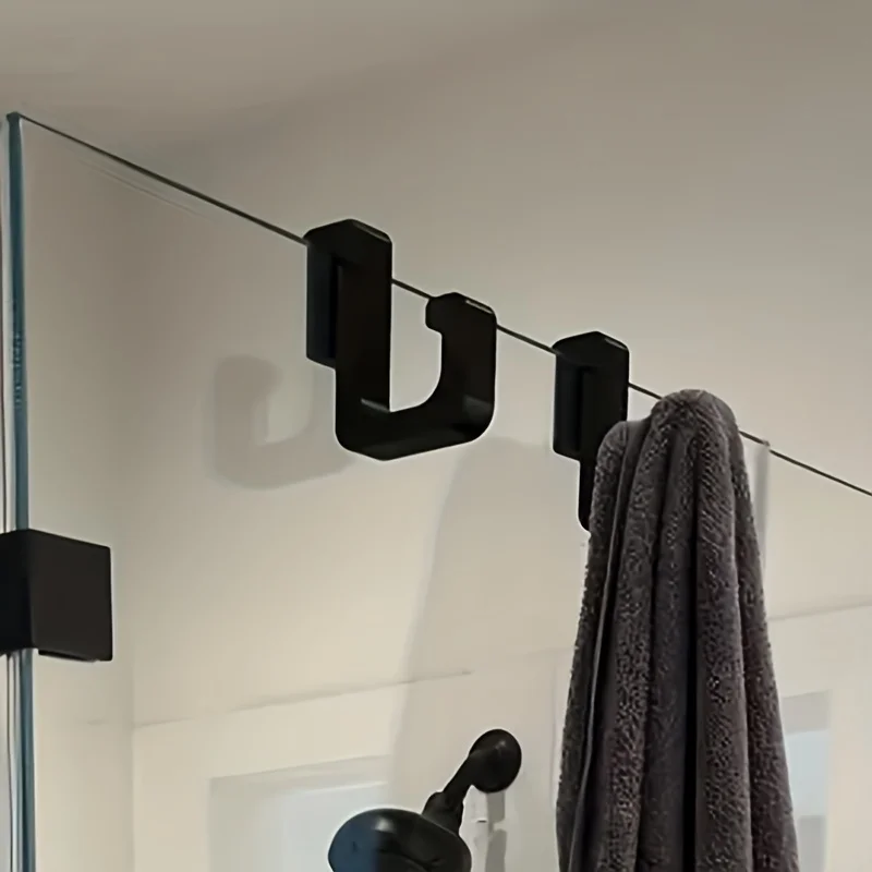 2 robuste Badezimmerhaken – keine Bohrinstallation, robuste Kunststoff-Übertüraufhänger für 8 mm Glastüren, Badezimmer-Organizer