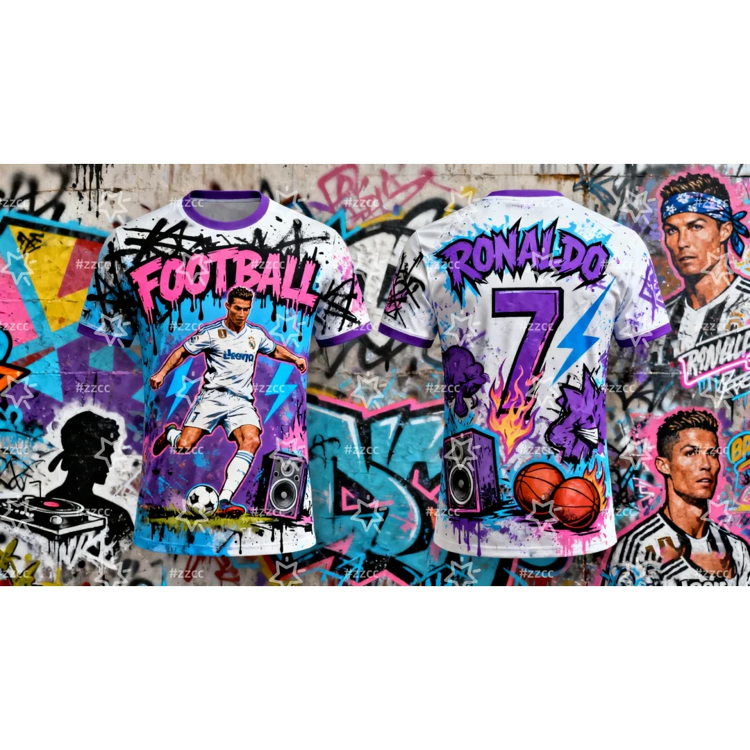 Das neue Fußballtrikot 2020. Ronaldo's Nr. 7-Match-Trikot Herbst Sport trocken schnell Herren T-Shirt Kinderbekleidung T-Shirt Y2k Frau Image