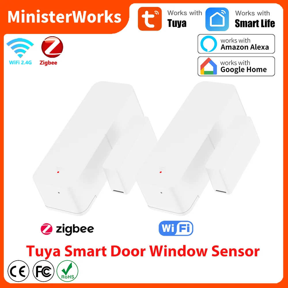 Tuya Zigbee WiFi Smart Tür Sensor Fenster Tür Offen Geschlossen Detektoren Smart Home Sicherheit Alarm System Sprachsteuerung Über Alexa Image