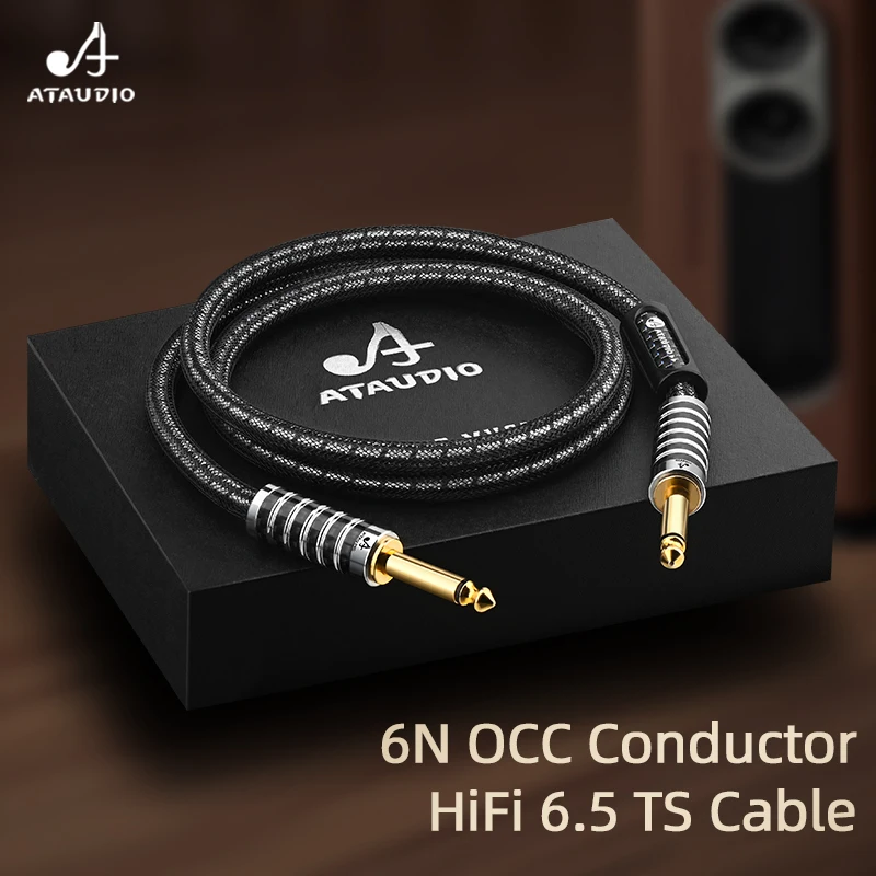 Hochwertiges 6,5-mm-TS-E-Gitarrenkabel, 6N OCC versilbert, 6,5 TS-Stecker auf Stecker, geeignet für Gitarren-Bass-Lautsprecher Image