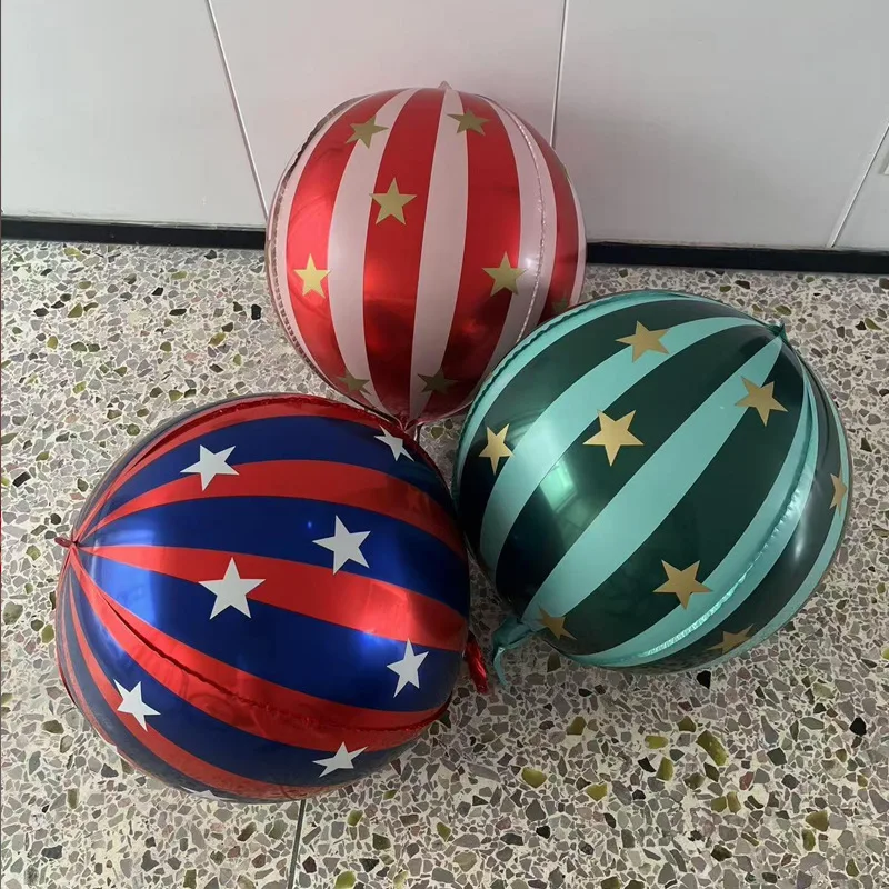 22 Zoll 4D Gestreifter Stern Aluminiumfolienballon DIY Zirkus-Party-Zubehör Fotorequisiten KTV Einkaufszentrum Heim Schule Dekoration Image