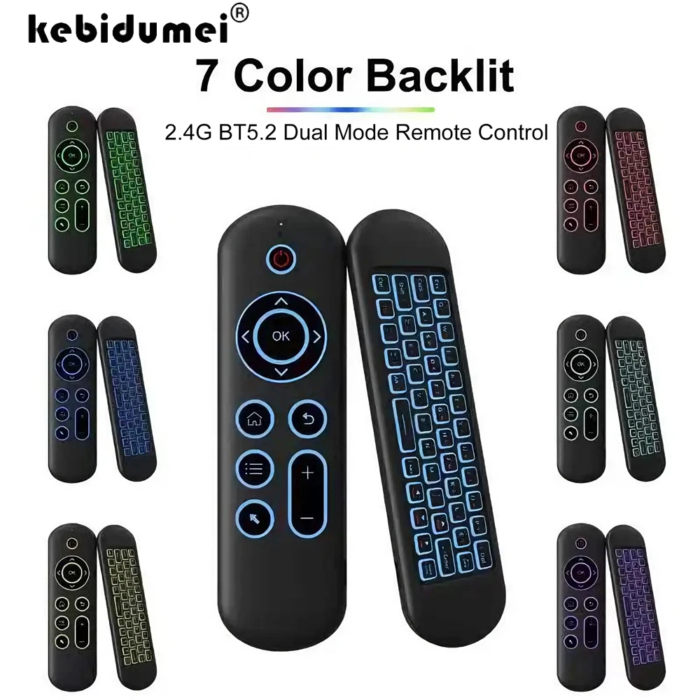 Air Mouse Fernbedienung Drahtloses Gyroskop Hintergrundbeleuchtete Mini-Tastatur Dual Mode BT5.2 7-Farben-Hintergrundbeleuchtung für Android Smart TV Box PC Image
