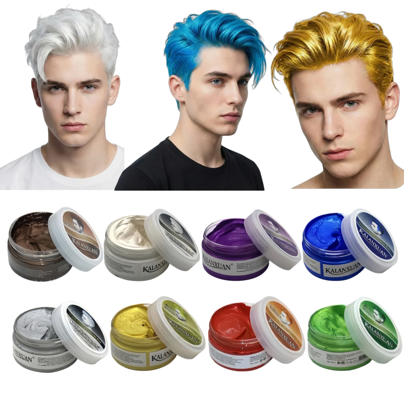Temporäre Haarfarbe, Wachs für Kinder, Mädchen, Jungen, Erwachsene, temporäre Haarfärbemittel, Haarfarbe, Creme, blaugrüne Haarfärbemittel, Haarwachs, Farbe sofort Image