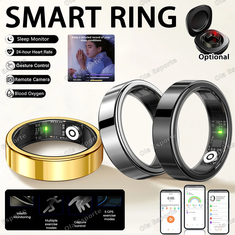 2026 Smart Ring Gesundheitsmonitor Sport Fitness Tracker Schrittzählung Wasserdicht Herzfrequenz Blutsauerstoffüberwachung Ringe Männer Frauen Image