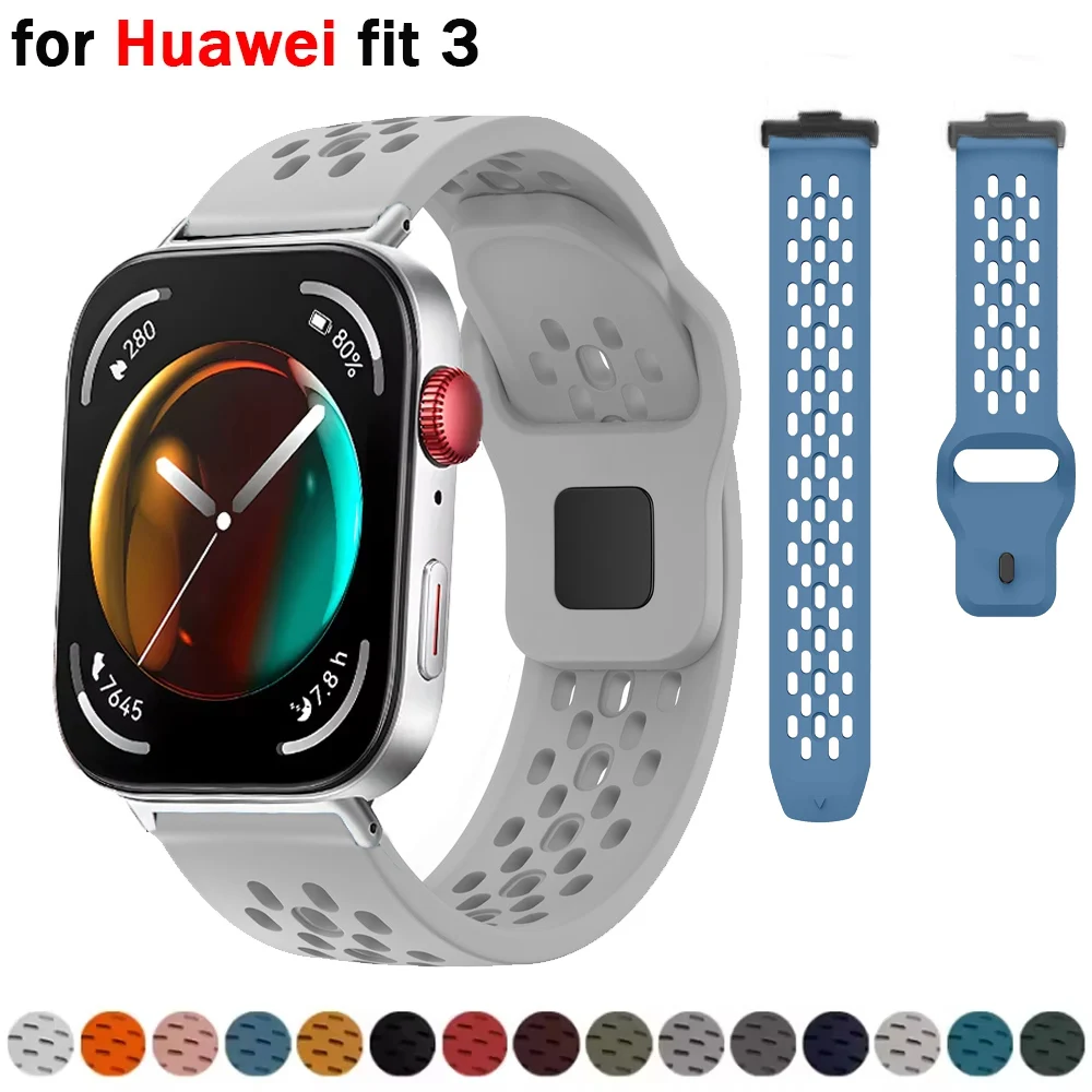Weiches, atmungsaktives Silikonarmband für Huawei Watch Fit 3, Sport-Ersatzarmband für Huawei Smart Watch Fit3 Correa Image