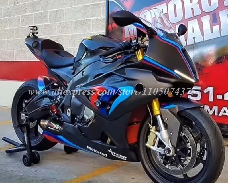4Gifts Neues ABS-Motorradverkleidungsset passend für BMW S1000RR 2009 2010 2011 2012 2013 2014 Karosserieset Custom Black Matte Racing Image