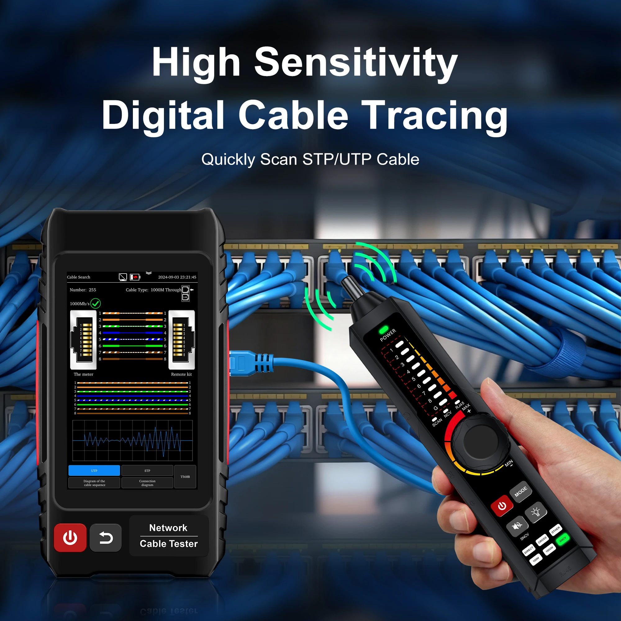 RJ45 Tester Lan Tester Netzwerkkabeltester RJ45 Kabel Tracker Ethernet Kabeltester Netzwerkwerkzeuge Wire Tracker UTP Kabeltester Image