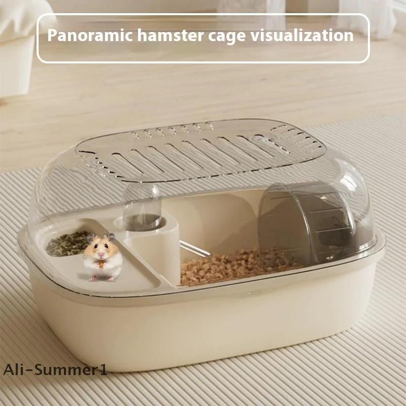 【E】Luxuriöser goldener Hamsterkäfig mit großem Fassungsvermögen, Lebensraumvilla, großer 2-lagiger Plattformkäfig, verstecktes Nest, kleines Heimtierbedarf Image