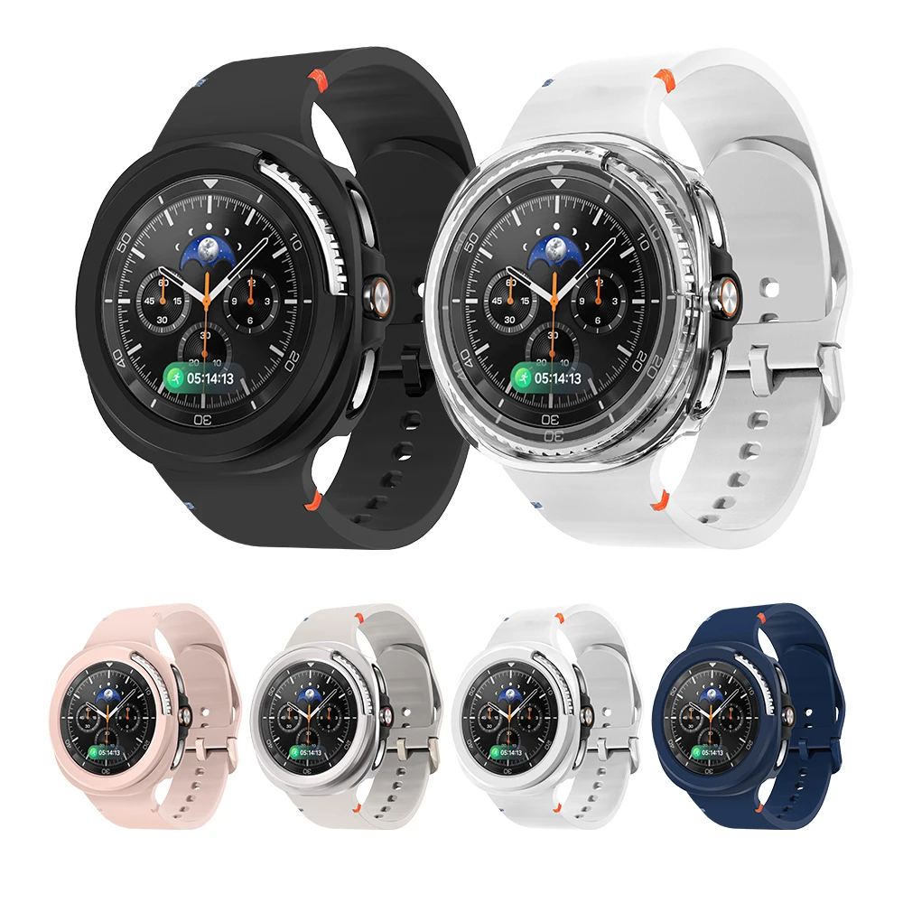 Silikonarmband für Samsung Galaxy Watch 8 46 40 44 mm Band mit Hülle Displayschutzfolie Stoßstangenabdeckung für Smart Strap Handgelenkzubehör Image