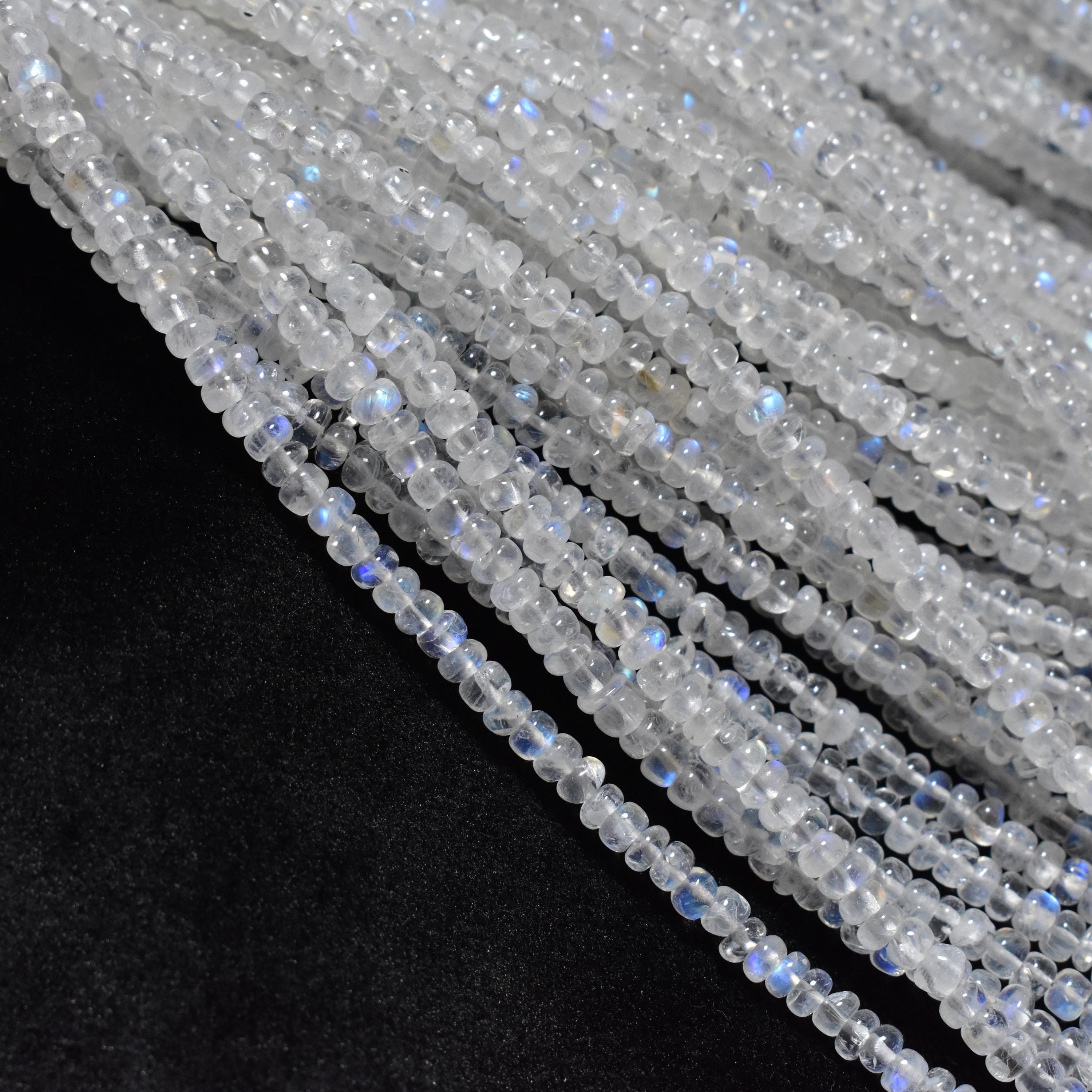 Perle rondelle lisce in pietra di luna arcobaleno, rondelle in pietra di luna naturale da 3,5 mm, filo di perle lisce in pietra di luna AAA, perle fat