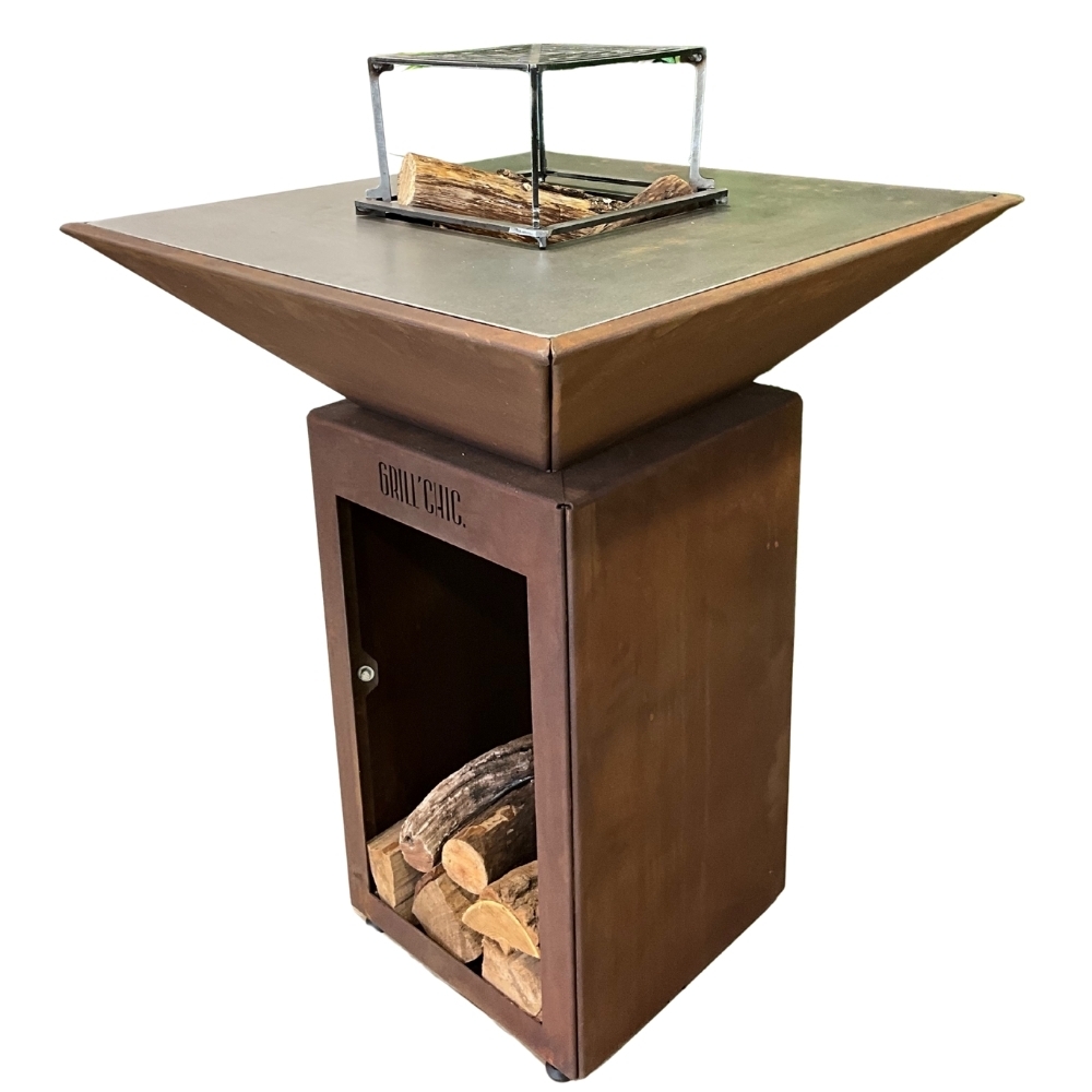 GRILLCHIC brasero auvergnat corten bois carre 62 simple cuve Image