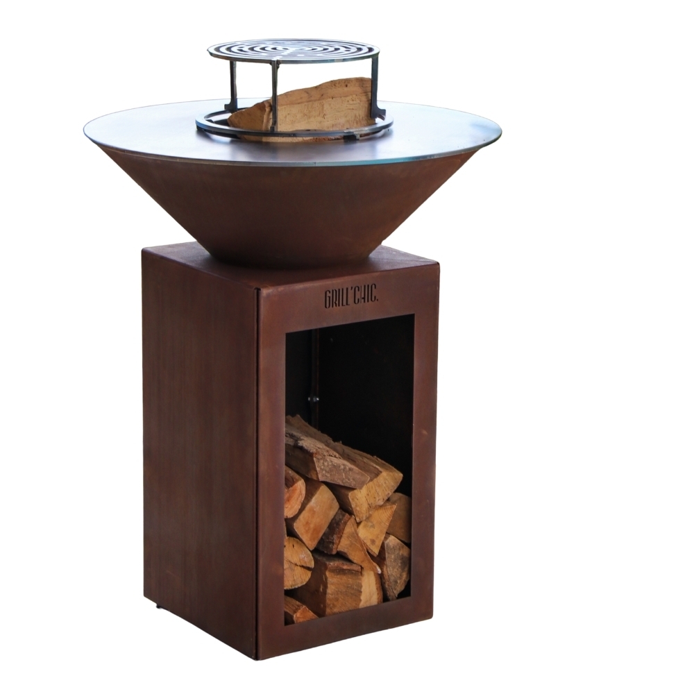 GRILLCHIC brasero cevenol corten holz rund 74 einfache Wanne Image