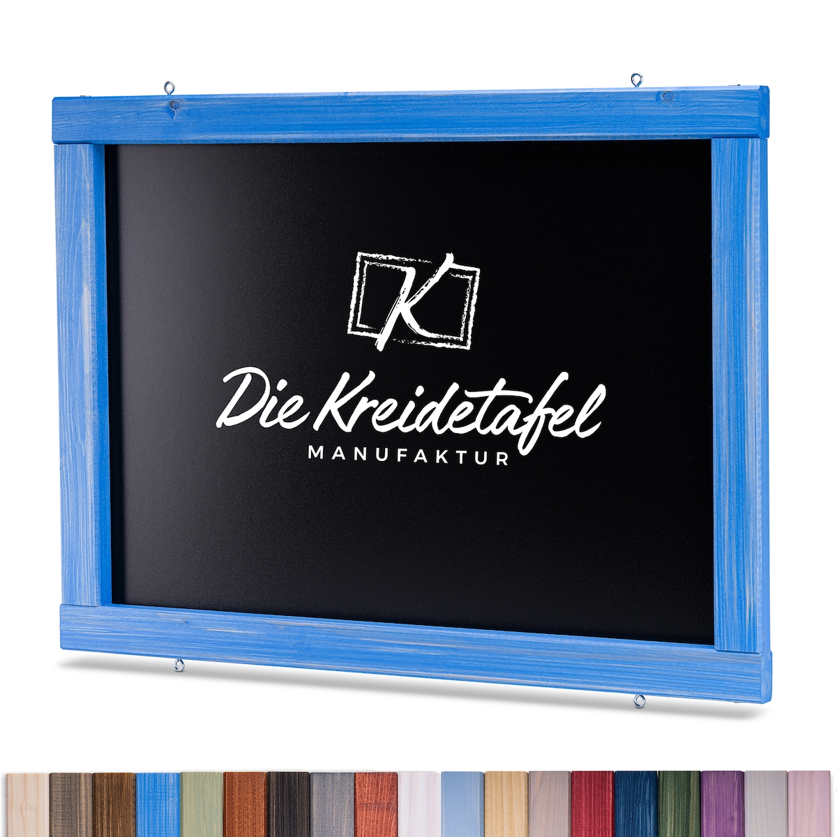 Die Kreidetafel Manufaktur Kreidetafel mit Holzrahmen / Blau 120x60cm Image