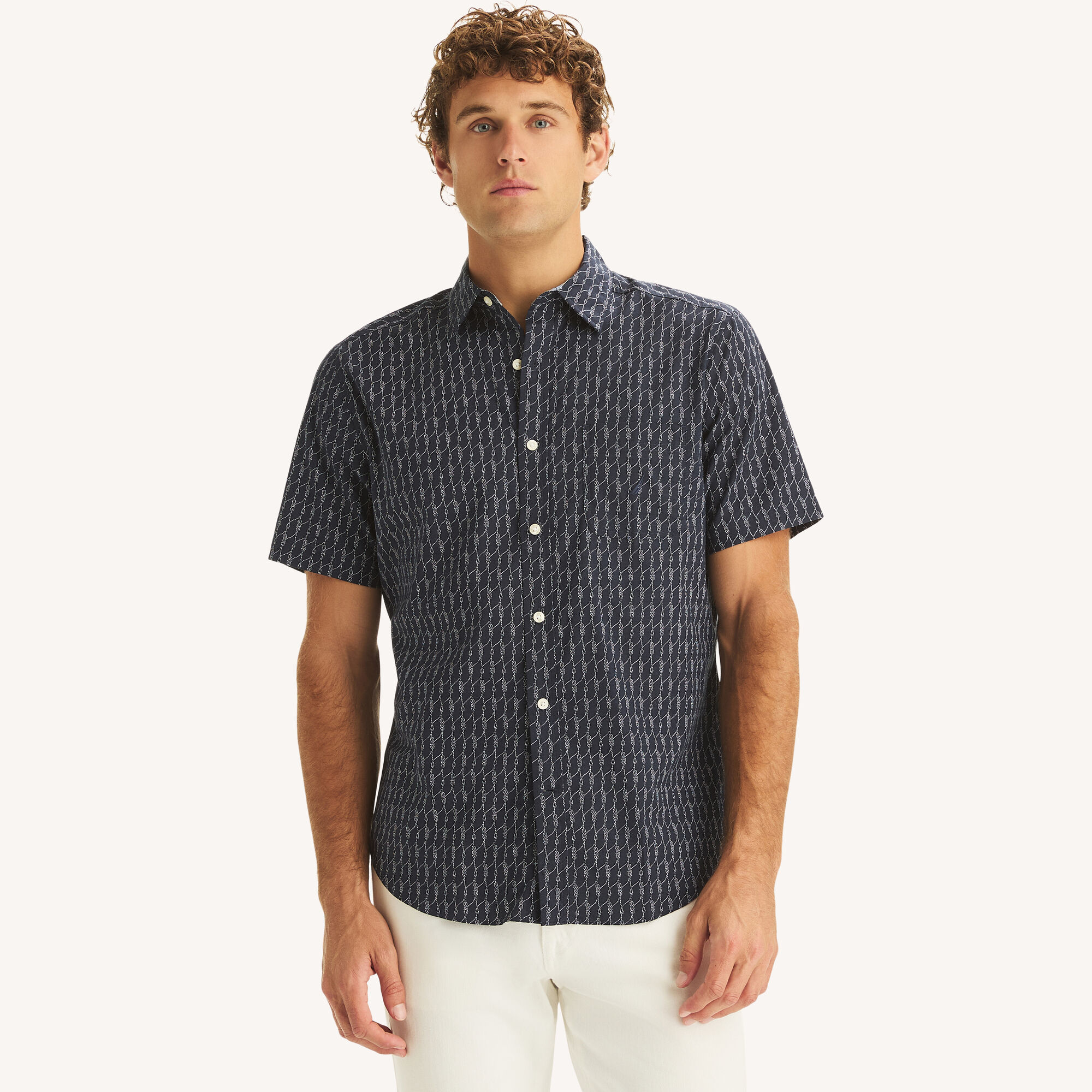 Nautica Men's Big & Tall Printed Short-Sleeve Shirt 482 (Stellar Blue Heather), 4XLT