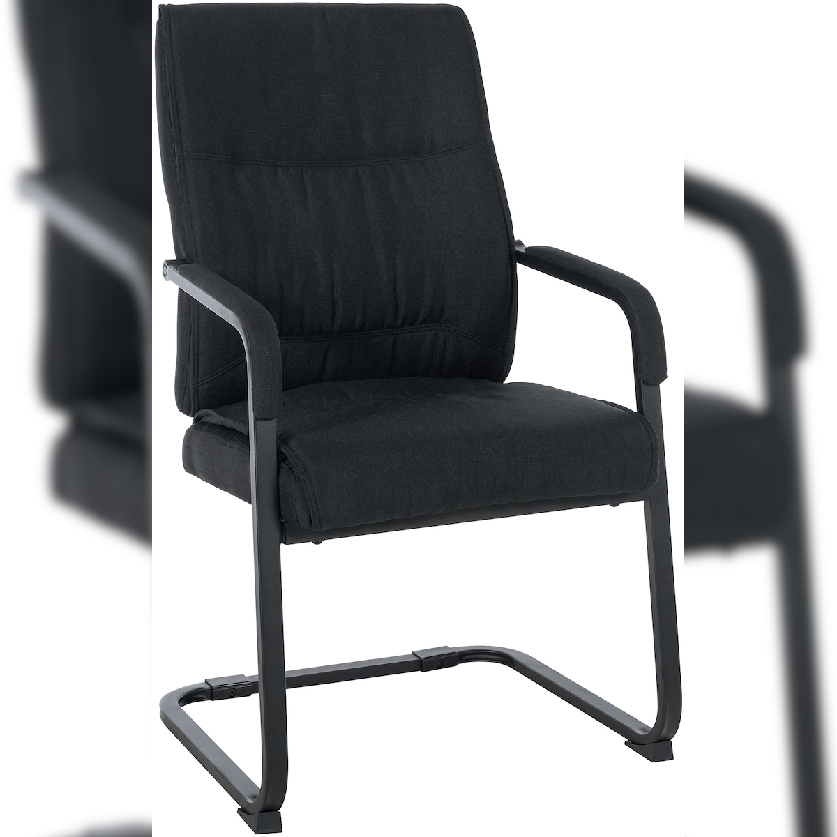 DELUKE XL Besucherstuhl MIAMI - Stoff Schwarz/schwarz 58x65x102 cm | Besucherstühle Konferenzstuhl Wartezimmerstuhl Bürostühle Bürostuhl Konferenzraum Image