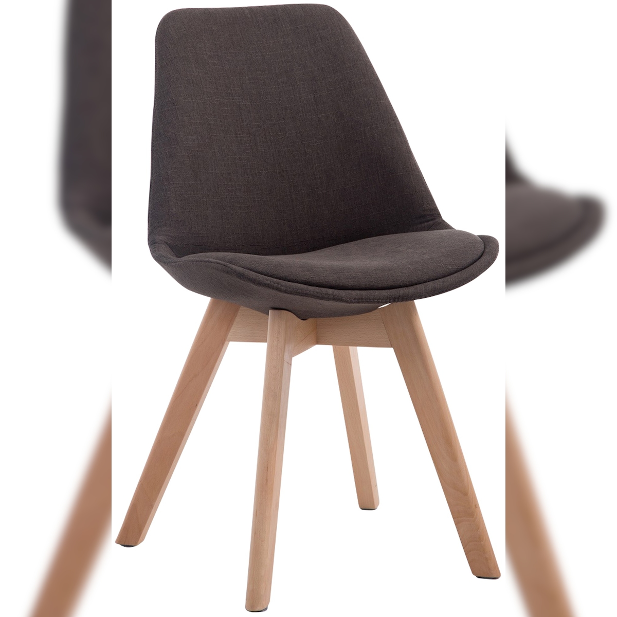 DELUKE Besucherstuhl LAGOS - Stoff Dunkelgrau 48x55x84 cm Hellbraun | Besucherstühle Konferenzstuhl Wartezimmerstuhl Bürostühle Bürostuhl Konferenzraum Image