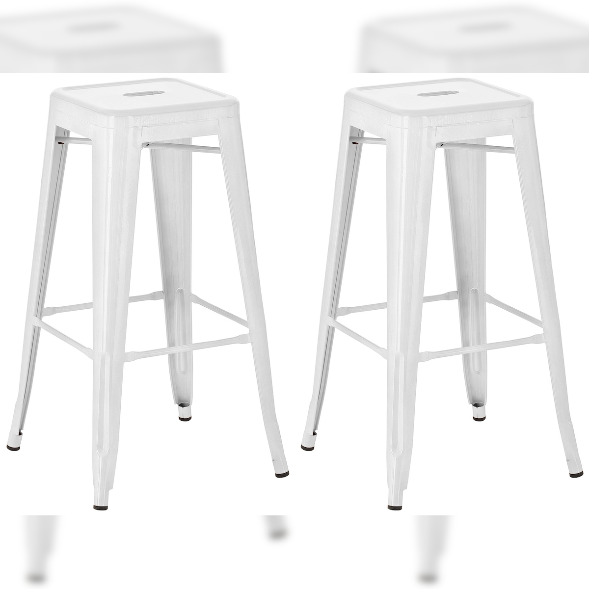 DELUKE 2er Set Barhocker DOLAN - Metall Weiß 43x43x76 cm | Barstuhl Tresenhocker Tresenstuhl Kneipenhocker Kneipenstuhl Image