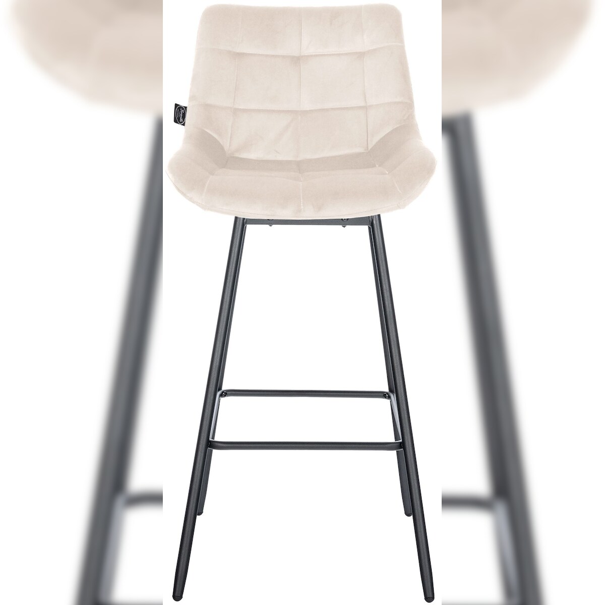 DELUKE 4er Set Barhocker VISEN - Samt Creme 49x56x105 cm | Barstuhl Mit Lehne Drehbar Tresenhocker Tresenstuhl Kneipenhocker Kneipenstuhl Image