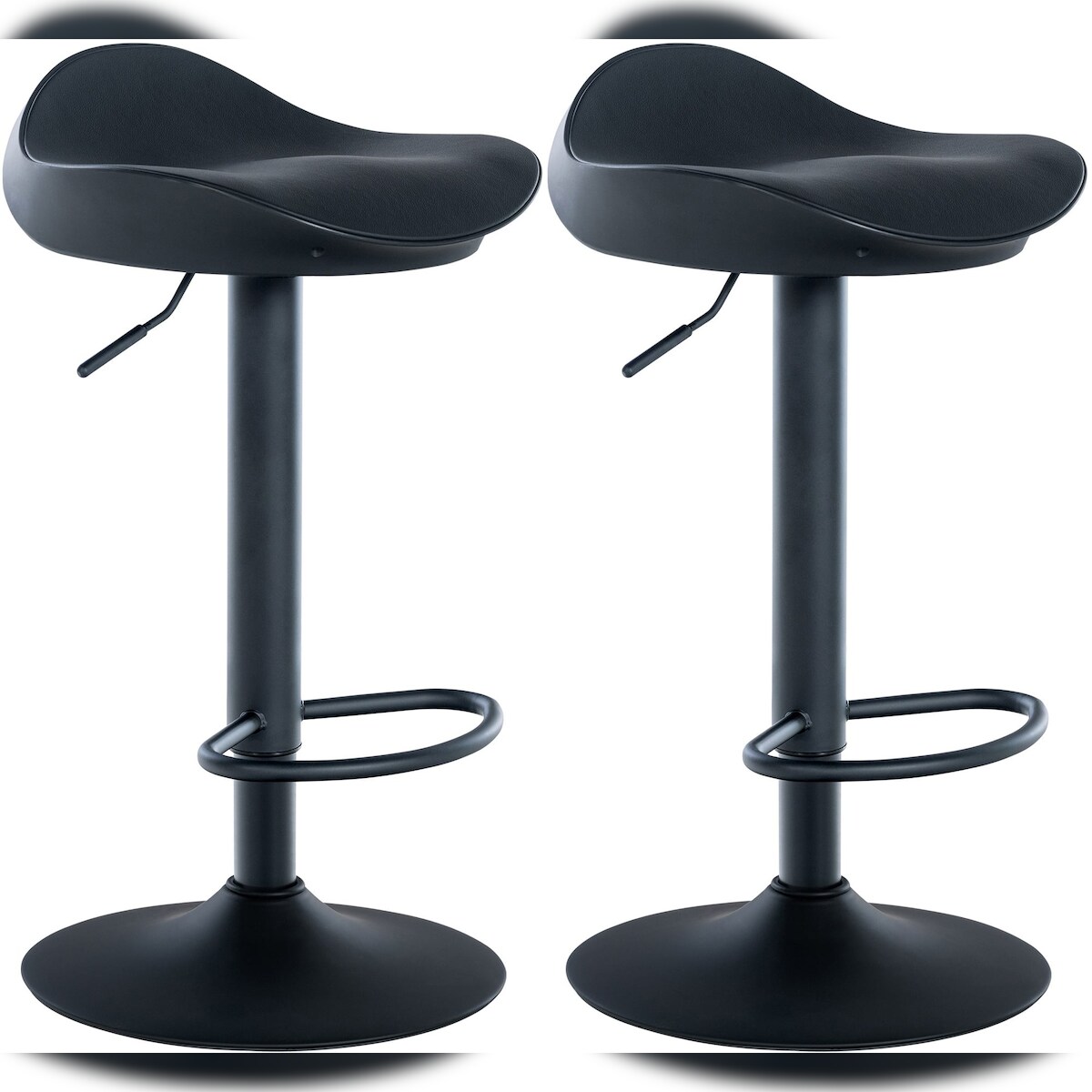 DELUKE 2er Set Barhocker GOKAR - Kunstleder Schwarz 39x40x66 cm | Barstuhl Drehbar Tresenhocker Tresenstuhl Kneipenhocker Kneipenstuhl Image