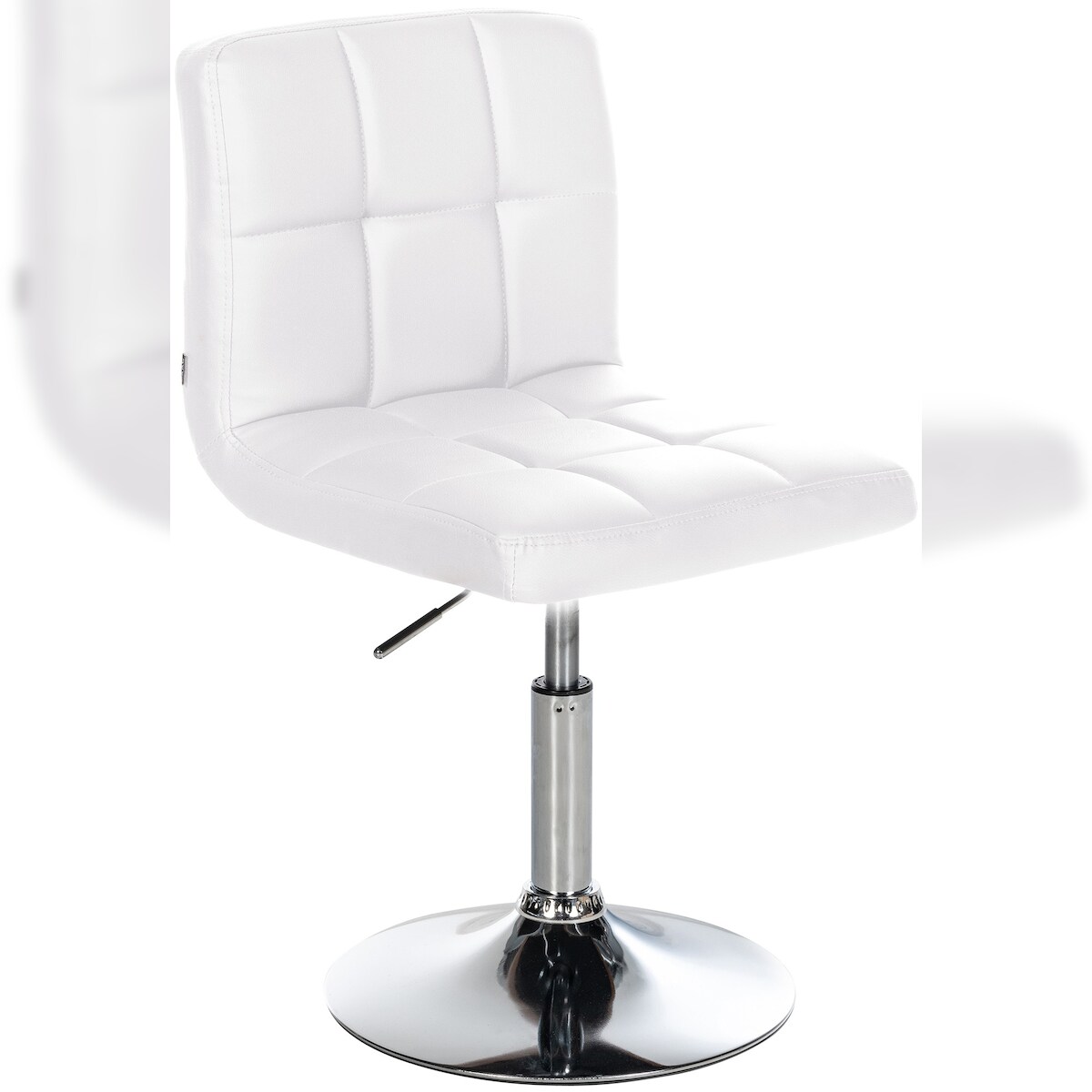 DELUKE Palma Barhocker BANGKO - Kunstleder Weiß 44x49x74 cm | Barstuhl Höhenverstellbar Mit Lehne Drehbar Tresenhocker Tresenstuhl Kneipenhocker Kneipenstuhl Image