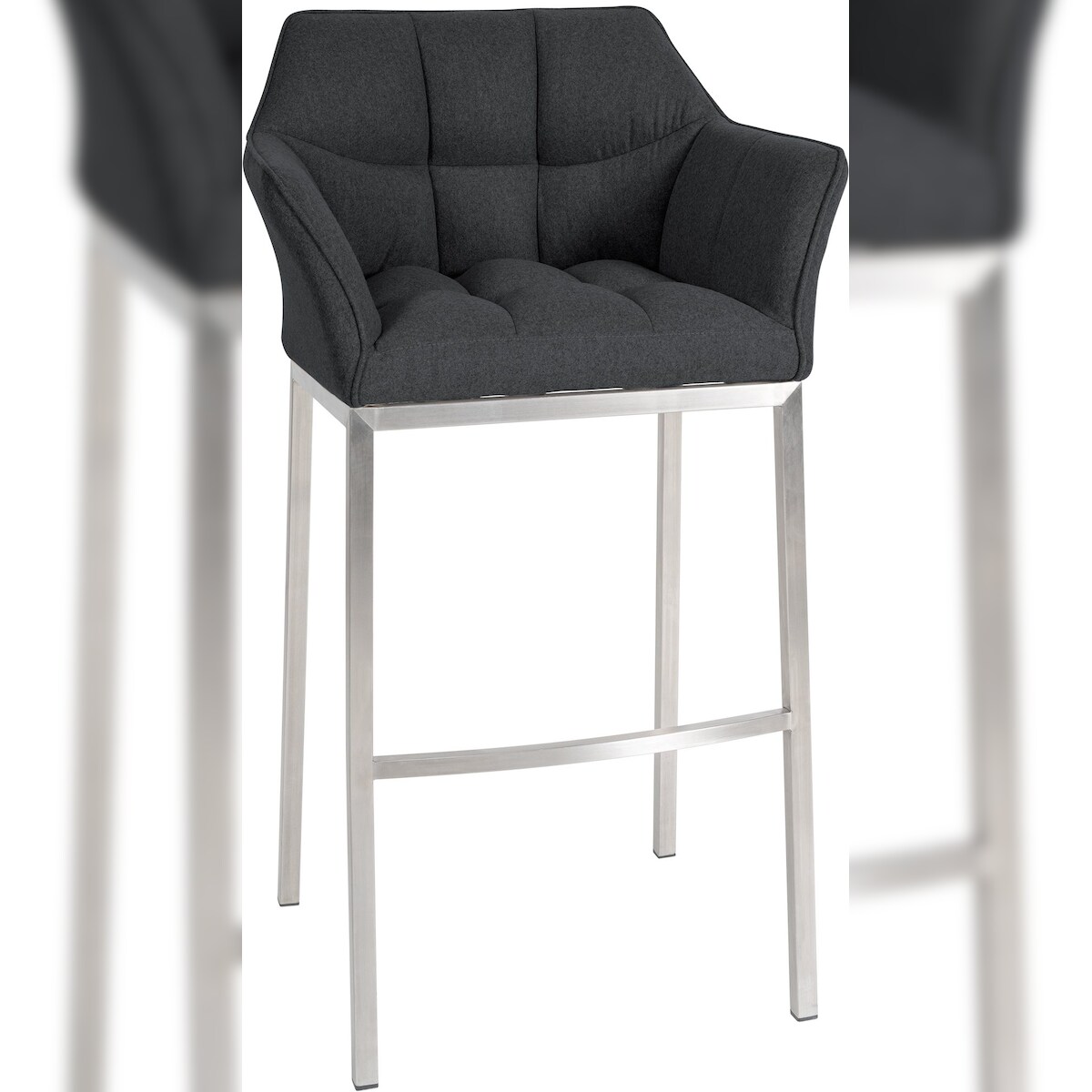 DELUKE Barhocker GIBEL - Filz Anthrazit 64x48x110 cm Silber | Barstuhl Mit Lehne Tresenhocker Tresenstuhl Kneipenhocker Kneipenstuhl Image