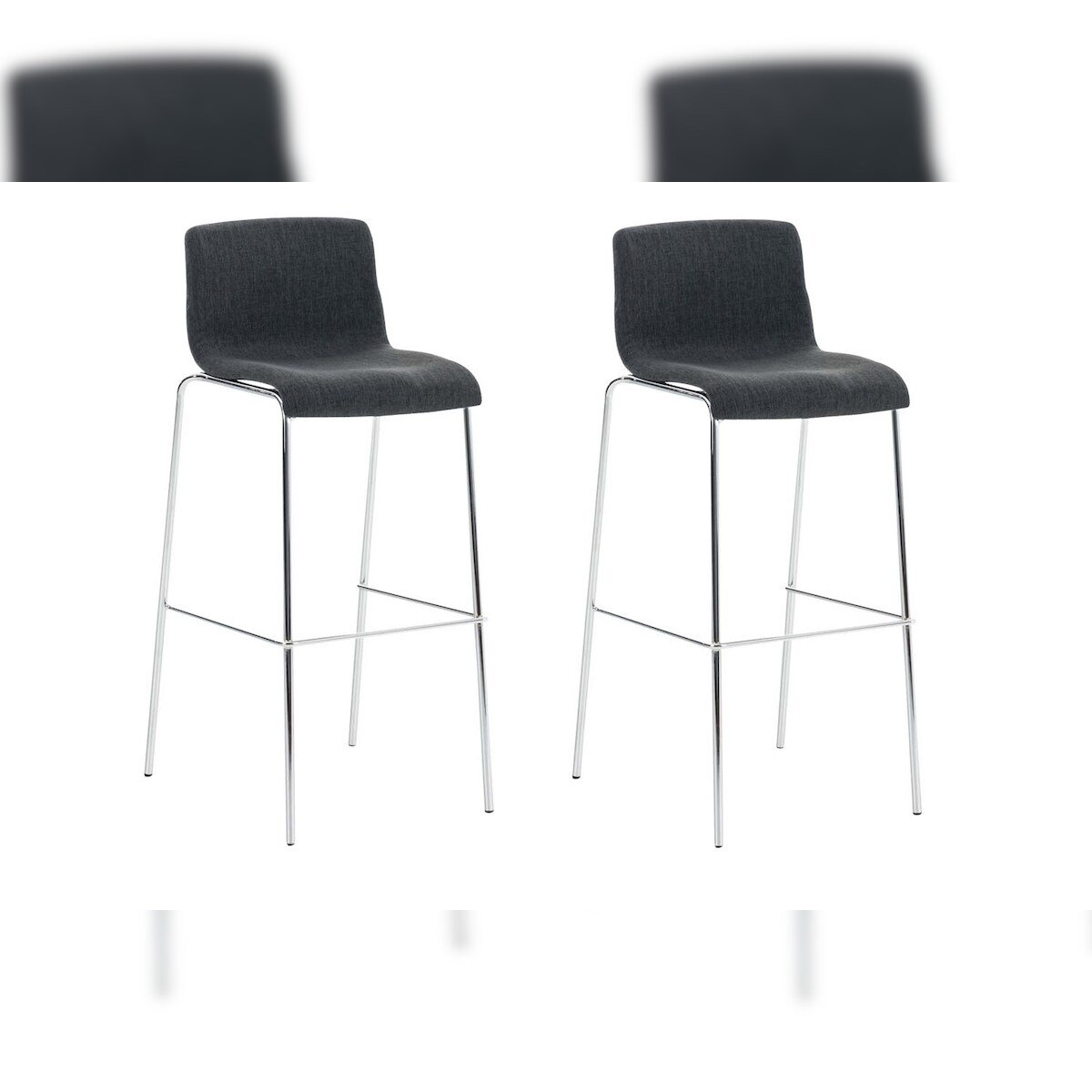 DELUKE 2er Set Barhocker TENAR - Stoff Dunkelgrau 43x48x100 cm Silber | Barstuhl Mit Lehne Tresenhocker Tresenstuhl Kneipenhocker Kneipenstuhl Image