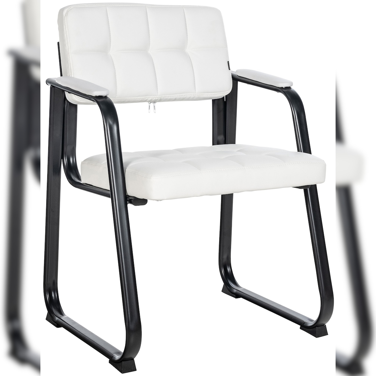 DELUKE Besucherstuhl LONDON - Kunstleder Weiß 59x58x84 cm | Besucherstühle Konferenzstuhl Wartezimmerstuhl Bürostühle Bürostuhl Konferenzraum Wartezimmer Image
