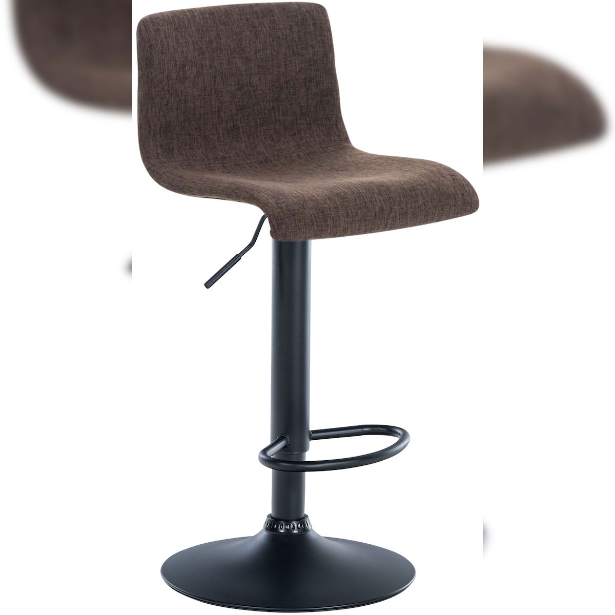 DELUKE Barhocker PESAN - Stoff Braun 39x36x84 cm Schwarz | Barstuhl Höhenverstellbar Mit Lehne Drehbar Tresenhocker Tresenstuhl Kneipenhocker Kneipenstuhl Image