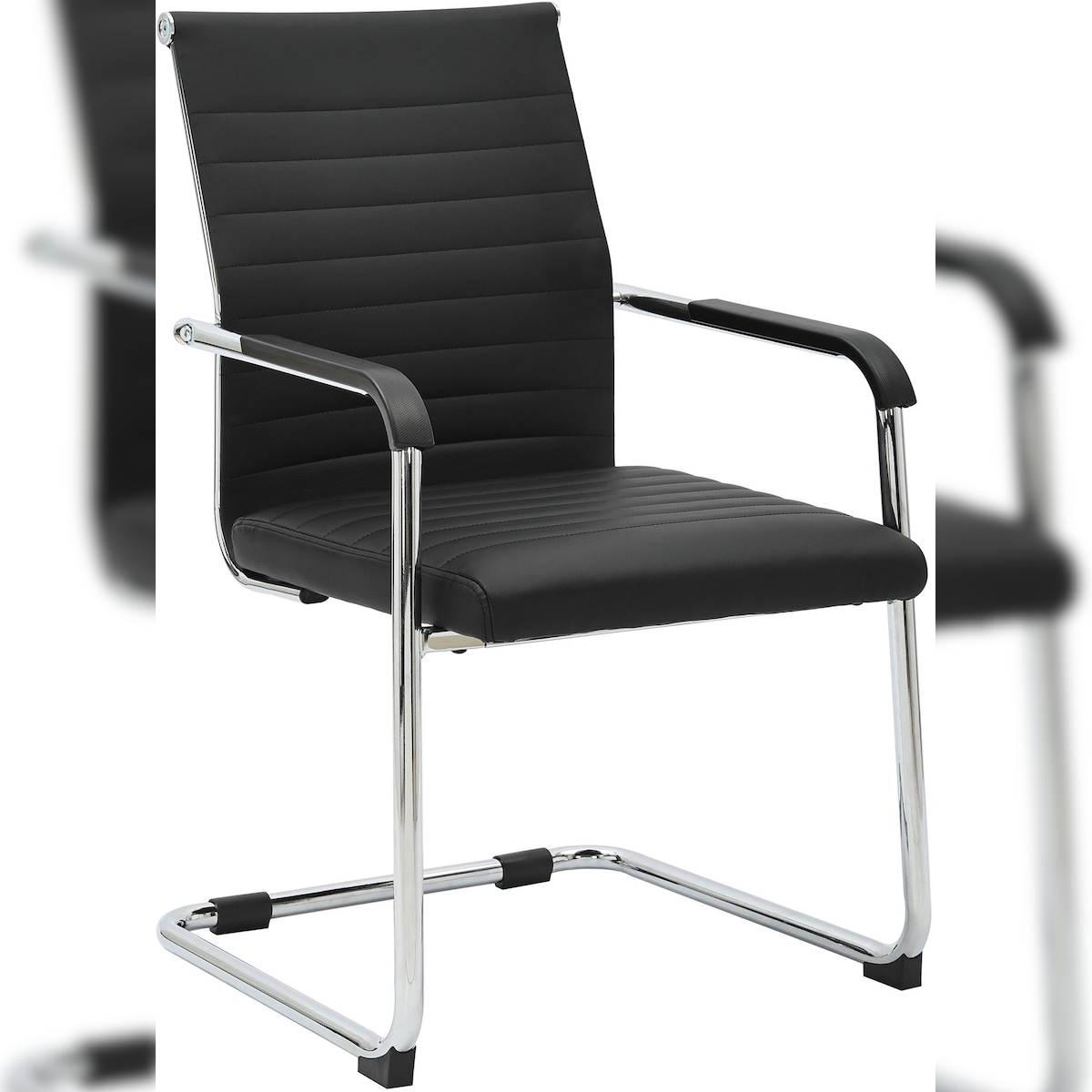 DELUKE Besucherstuhl NAPLES - Kunstleder Schwarz 55x62x90 cm | Besucherstühle Konferenzstuhl Wartezimmerstuhl Bürostühle Bürostuhl Konferenzraum Wartezimmer Image