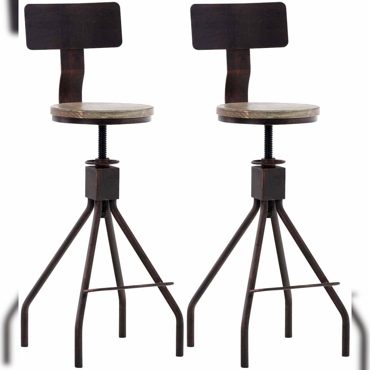 DELUKE 2er Set Barhocker HENAR - Metall Bronze 45x45x93 cm | Barstuhl Mit Lehne Tresenhocker Tresenstuhl Kneipenhocker Kneipenstuhl Image