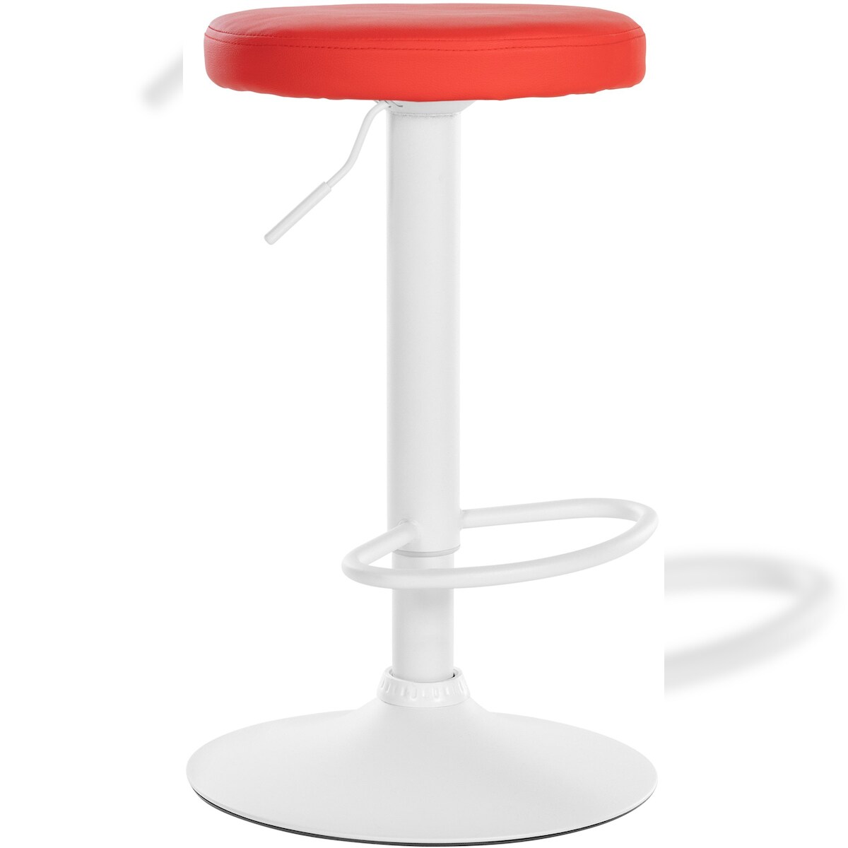 DELUKE Barhocker KAZON - Kunstleder Rot 38.5x38.5x60 cm Weiß | Barstuhl Höhenverstellbar Tresenhocker Tresenstuhl Kneipenhocker Kneipenstuhl Image