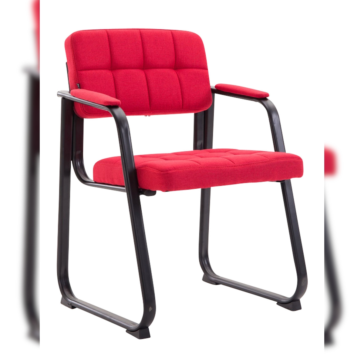 DELUKE Besucherstuhl LONDON - Stoff Rot 59x58x84 cm | Besucherstühle Konferenzstuhl Wartezimmerstuhl Bürostühle Bürostuhl Konferenzraum Wartezimmer Image