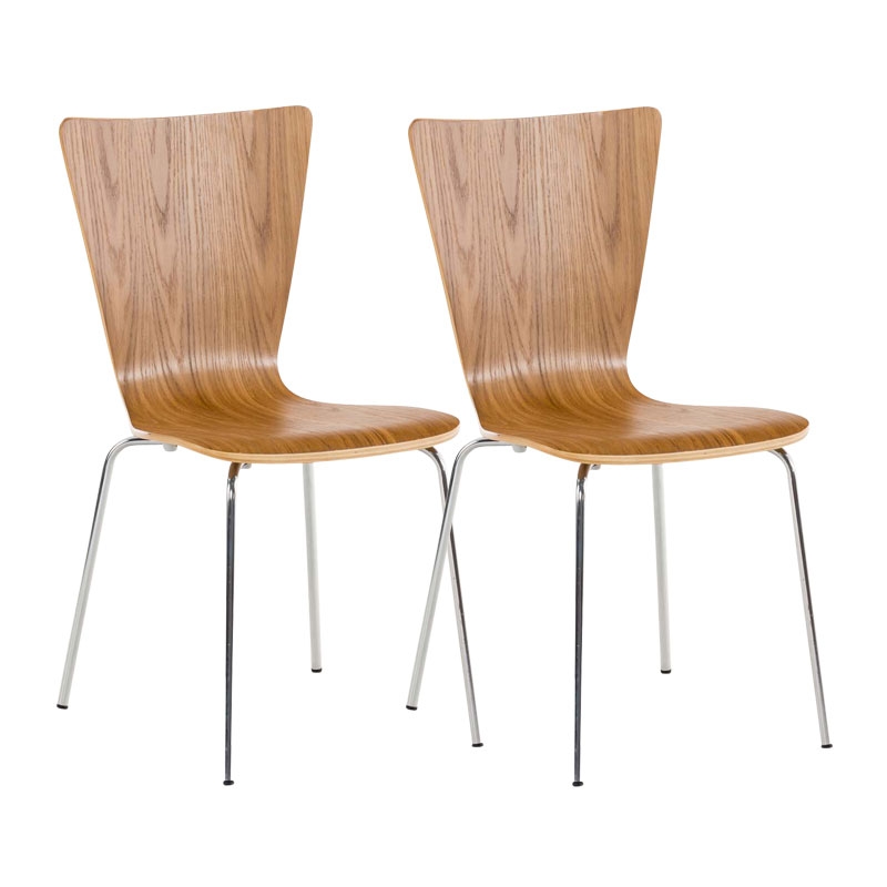 DELUKE 2er Set Besucherstuhl TOKYO - Holz Eiche 43x50x84 cm | Besucherstühle Konferenzstuhl Wartezimmerstuhl Bürostühle Bürostuhl Konferenzraum Wartezimmer Image