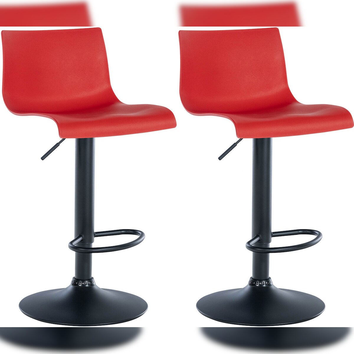 DELUKE 2er Set Barhocker GEBEL - Kunststoff Rot 39x36x84 cm | Barstuhl Höhenverstellbar Mit Lehne Drehbar Tresenhocker Tresenstuhl Kneipenhocker Kneipenstuhl Image