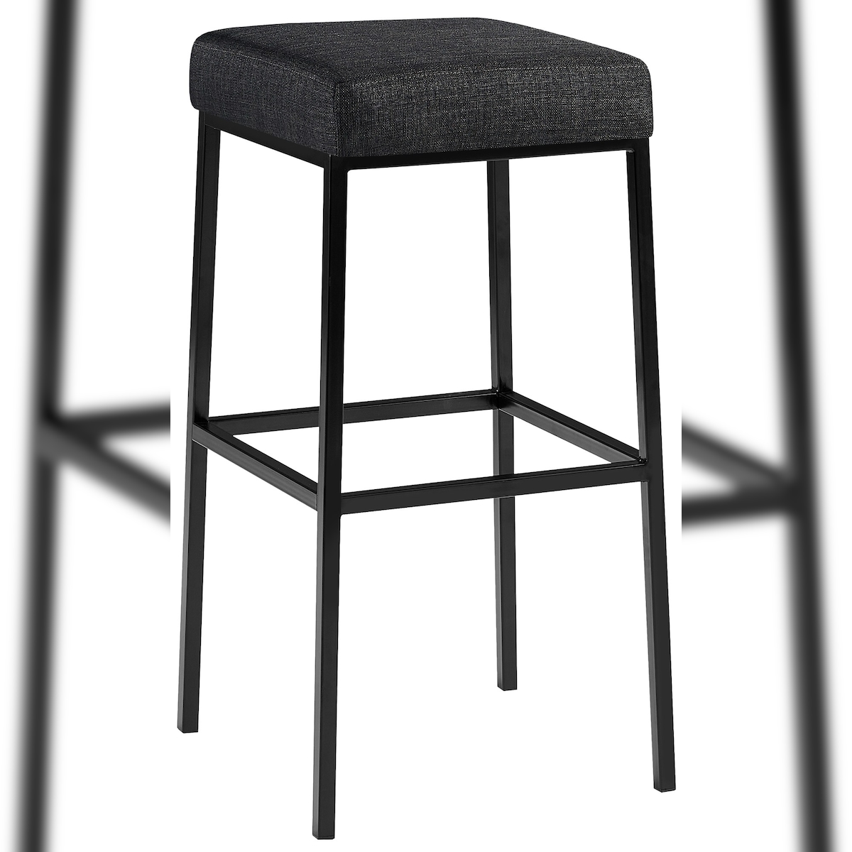 DELUKE Barhocker BIDAN - Stoff Dunkelgrau 37x37x78 cm | Barstuhl Mit Lehne Tresenhocker Tresenstuhl Kneipenhocker Kneipenstuhl Image