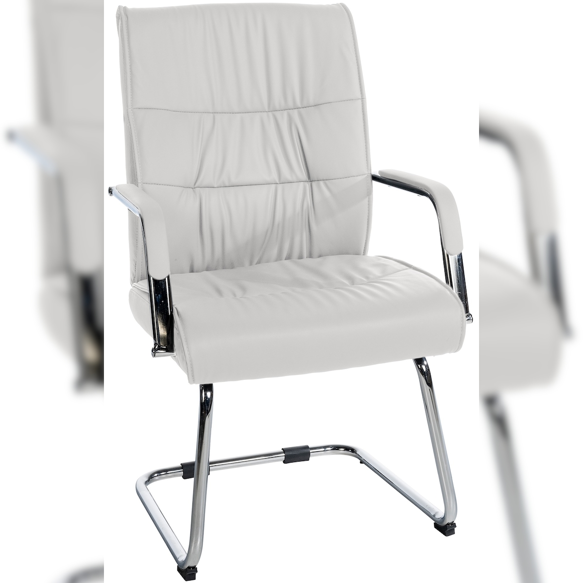 DELUKE Besucherstuhl KIGALI - Kunstleder Weiß 58x66x100 cm | Besucherstühle Konferenzstuhl Wartezimmerstuhl Bürostühle Bürostuhl Konferenzraum Wartezimmer Image