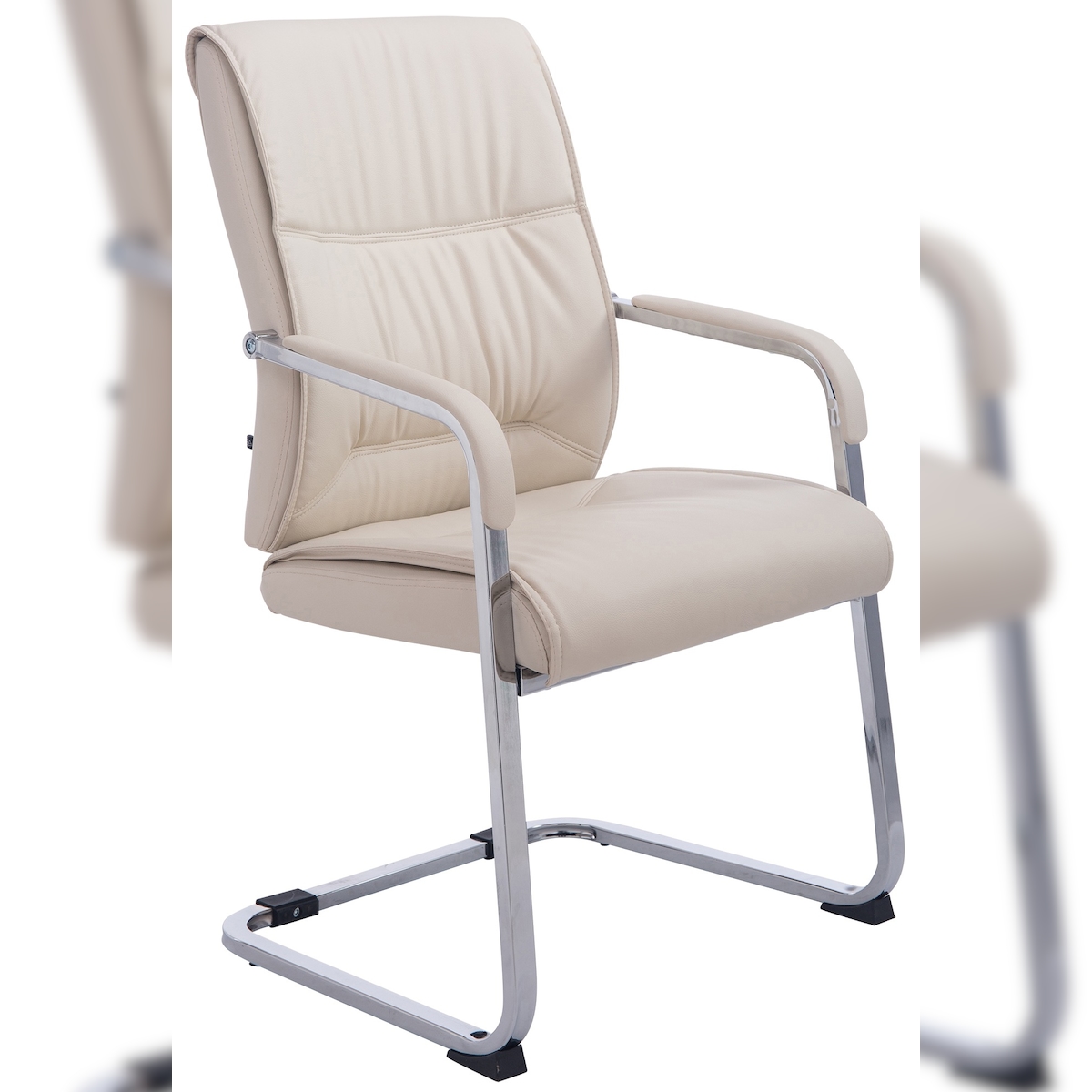 DELUKE XL Besucherstuhl MIAMI - Kunstleder Creme 58x65x102 cm | Besucherstühle Konferenzstuhl Wartezimmerstuhl Bürostühle Bürostuhl Konferenzraum Wartezimmer Image