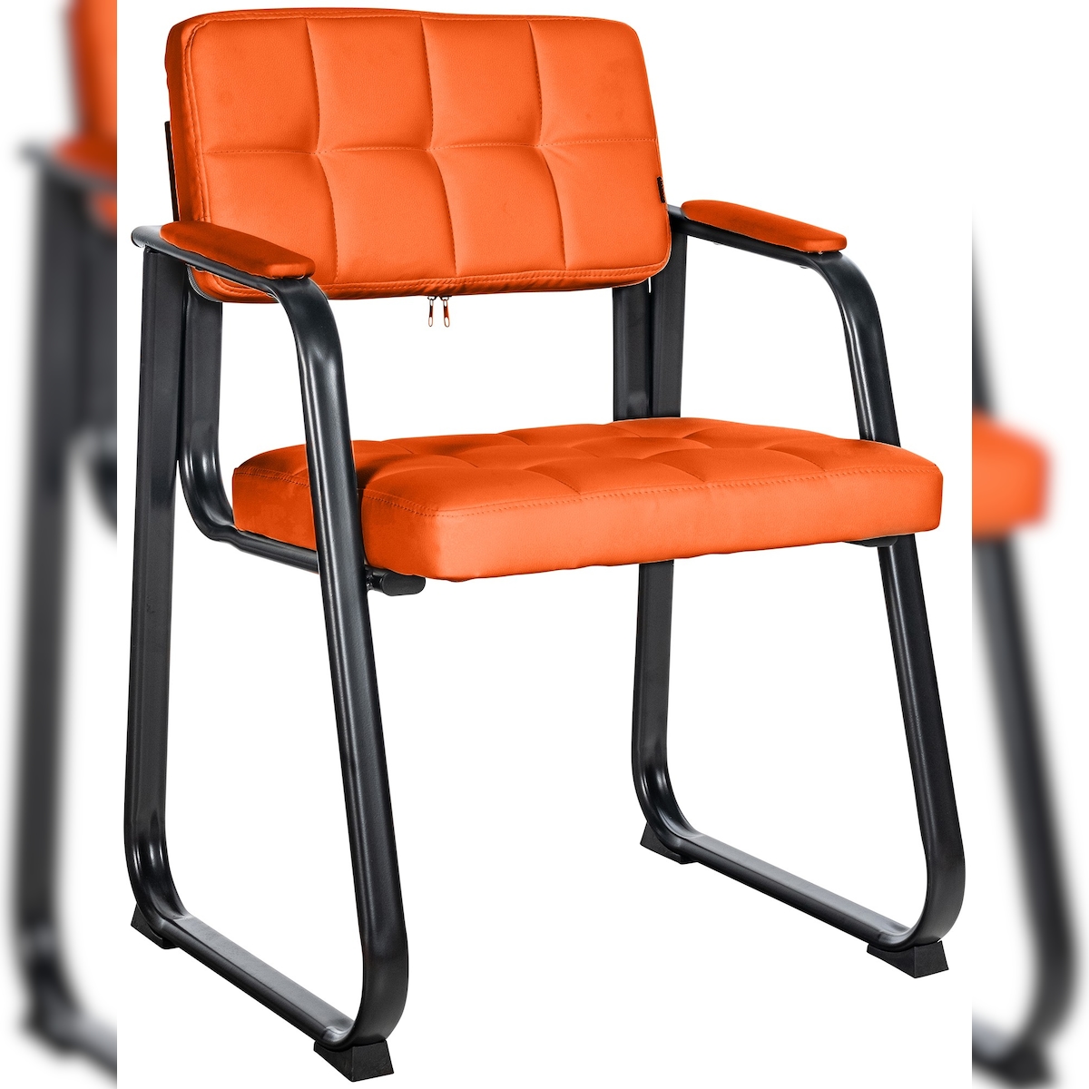 DELUKE Besucherstuhl LONDON - Kunstleder Orange 59x58x84 cm | Besucherstühle Konferenzstuhl Wartezimmerstuhl Bürostühle Bürostuhl Konferenzraum Wartezimmer Image