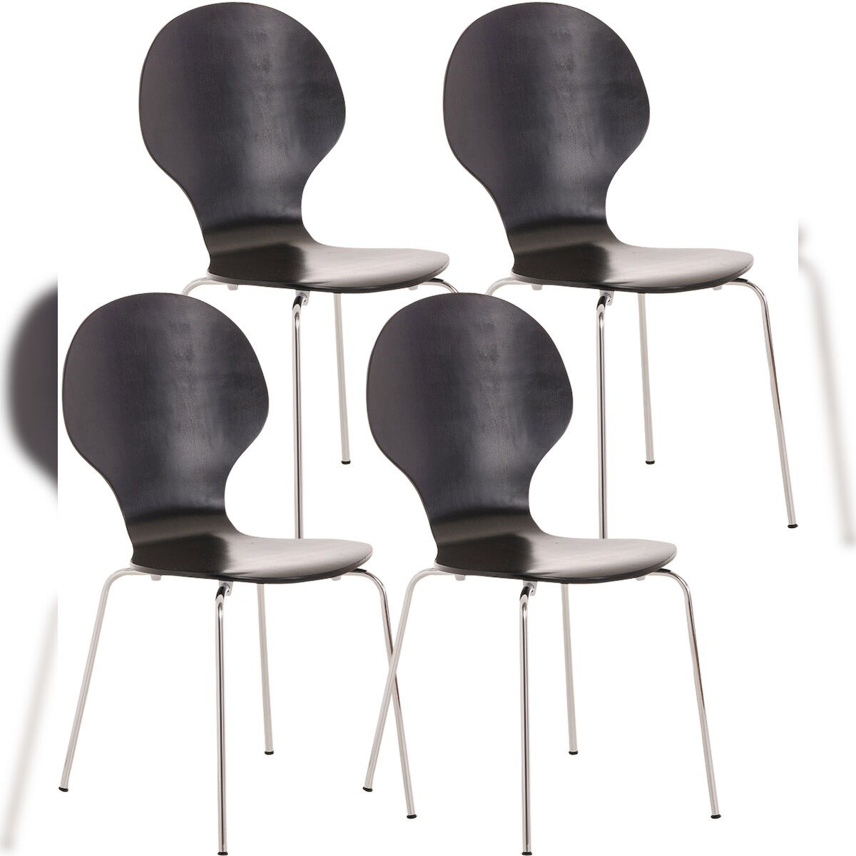 DELUKE 4er Set Besucherstuhl ATHENS - Holz Schwarz 43x45x86 cm | Besucherstühle Konferenzstuhl Wartezimmerstuhl Bürostühle Bürostuhl Konferenzraum Image